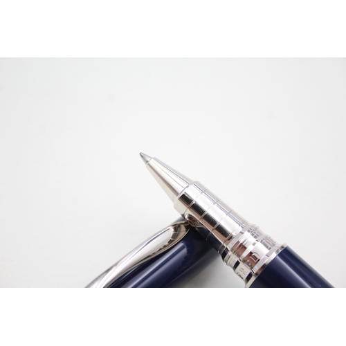 394 - ALFRED DUNHILL Navy Blue Lacquer Rollerball Pen w/ Plated Palladium WRITING