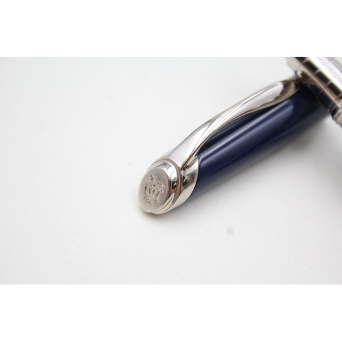 394 - ALFRED DUNHILL Navy Blue Lacquer Rollerball Pen w/ Plated Palladium WRITING