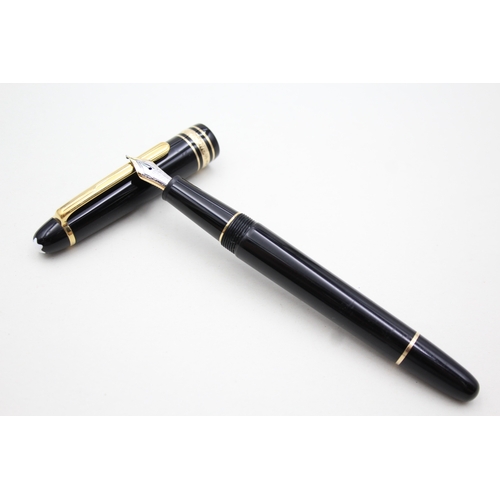 397 - Montblanc Meisterstuck Black Fountain Pen w/ 14ct White Gold Nib WRITING