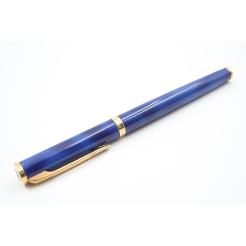 399 - Vintage Waterman Preface Blue Marble Fountain Pen w/ 18ct Gold Nib WRITING