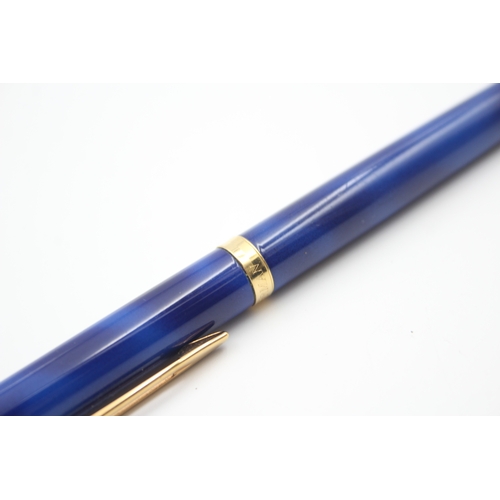 399 - Vintage Waterman Preface Blue Marble Fountain Pen w/ 18ct Gold Nib WRITING