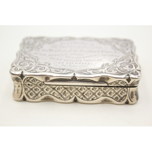 360 - Antique Victorian 1866 Birmingham Sterling Silver Snuff / Tobacco Box 89g