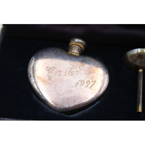 361 - TIFFANY & CO. Stamped .925 Sterling Silver Heart Shaped Scent Perfume Bottle 21g