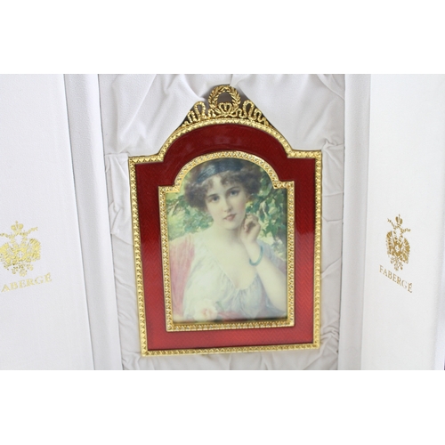 375 - FABERGE Alexandra Palace Red Guilloche Enamel Gold Plated Photograph Frame