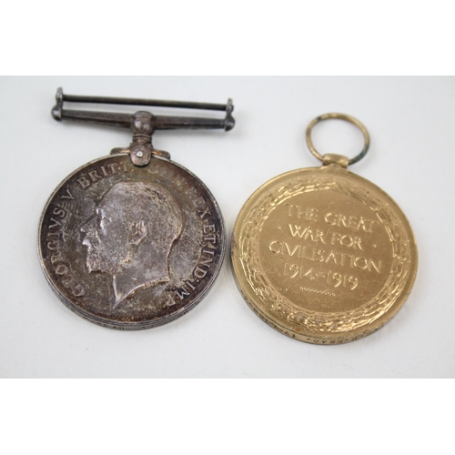 394 - WW1 Medal Pair 7277 Pte H. Reed 17th London x 2