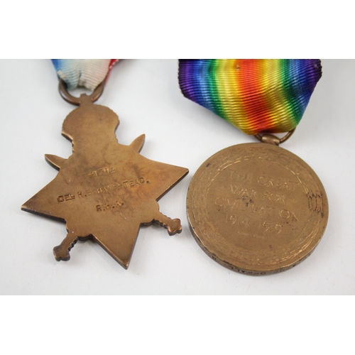 400 - WW1 Medals Inc 1914 Mons Star Cpl Hampstead RFA & Victory Pte Dowall KOSB x 2