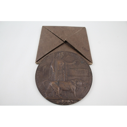 406 - WW1 Death Plaque & Card Holder Named William Hackett