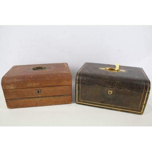 419 - Antique Velvet Lined Writing Slope and Jewellery Box