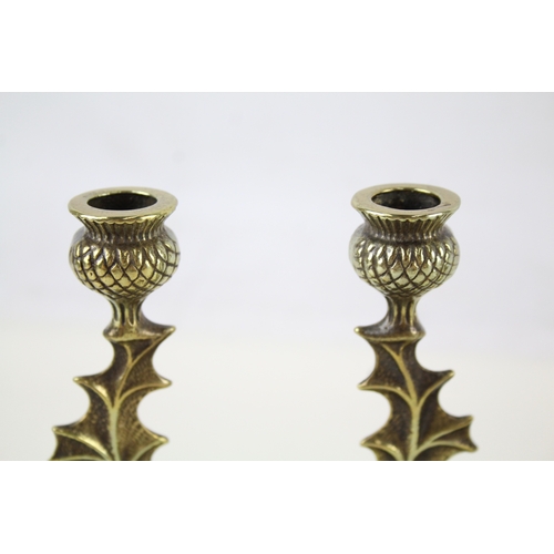 424 - Vintage Brass Candlestick Holder Pairs 'Reg No.874127' x 4 1115g