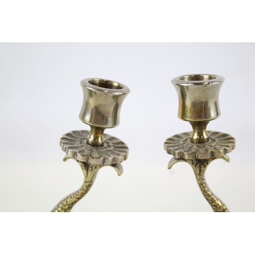 424 - Vintage Brass Candlestick Holder Pairs 'Reg No.874127' x 4 1115g