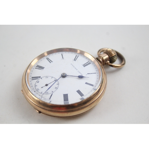 458 - Vintage Open Face Rolled Gold Pocket Watch Hand-Wind WATCH RUNS