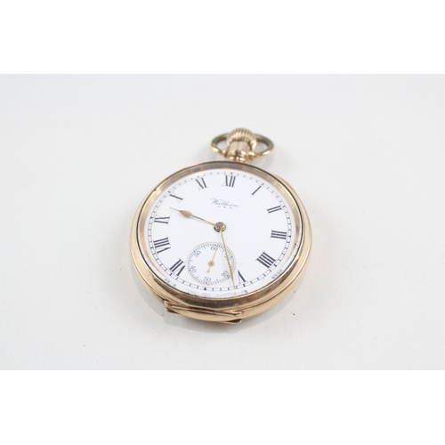 462 - Vintage Waltham Rolled Gold Open Face Pocket Watch Hand-Wind WATCH RUNS