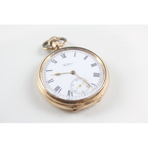 462 - Vintage Waltham Rolled Gold Open Face Pocket Watch Hand-Wind WATCH RUNS