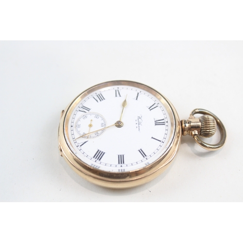 462 - Vintage Waltham Rolled Gold Open Face Pocket Watch Hand-Wind WATCH RUNS