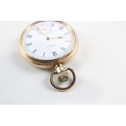 462 - Vintage Waltham Rolled Gold Open Face Pocket Watch Hand-Wind WATCH RUNS