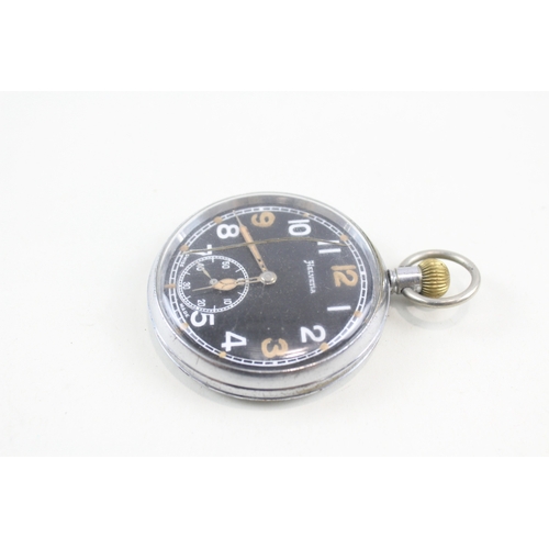 464 - Vintage Helvetia GSTP Military Issued Open Face Pocket Watch Hand-Wind WATCH RUNS