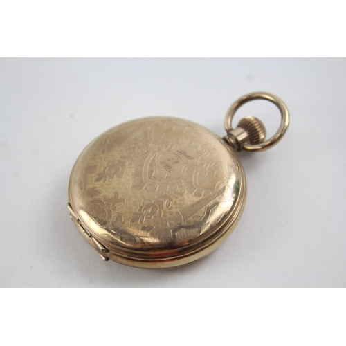 469 - Vintage Full Hunter Rolled Gold Pocket Watch Hand-Wind WATCH RUNS