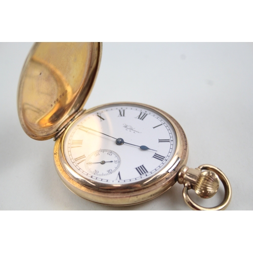 478 - Vintage Waltham Full Hunter Rolled Gold Pocket Watch Hand-Wind WATCH RUNS