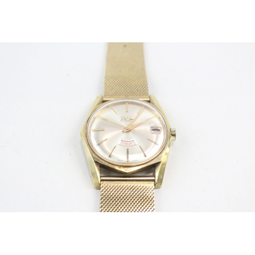 479 - Men's Vintage Camy Day/Date Gold Tone Watch Hand-Wind WATCH RUNS