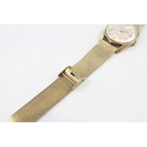 479 - Men's Vintage Camy Day/Date Gold Tone Watch Hand-Wind WATCH RUNS