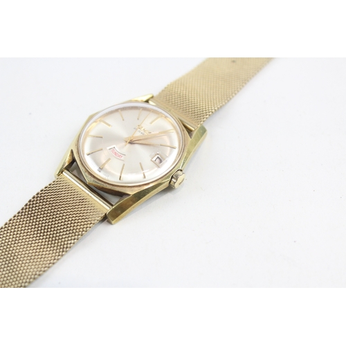 479 - Men's Vintage Camy Day/Date Gold Tone Watch Hand-Wind WATCH RUNS