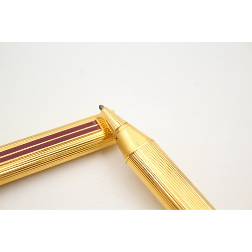 494 - Vintage Must De CARTIER Gold Plated Rollerball Pen w/ Enamel Clip, Original Box