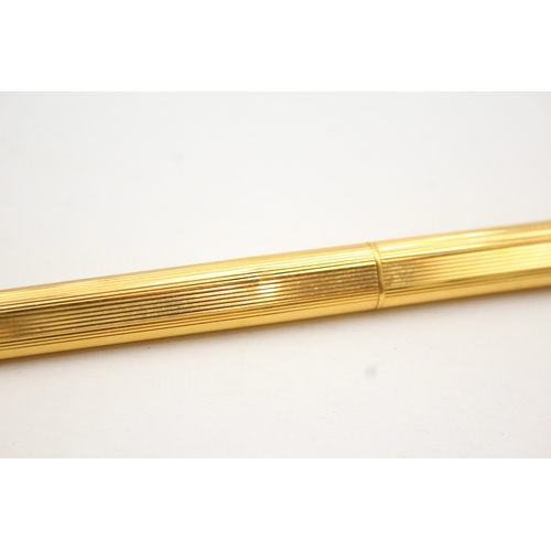 494 - Vintage Must De CARTIER Gold Plated Rollerball Pen w/ Enamel Clip, Original Box