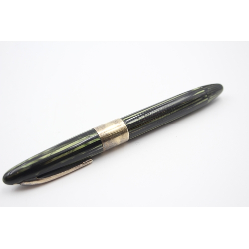 497 - Vintage Sheaffer Balance Lifetime Green Stripe Fountain Pen w/ 14ct Nib WRITING