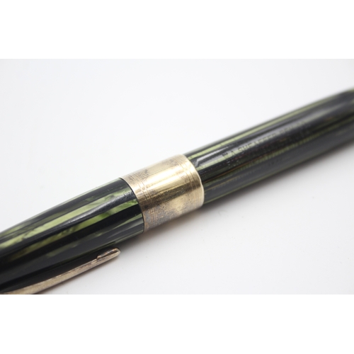 497 - Vintage Sheaffer Balance Lifetime Green Stripe Fountain Pen w/ 14ct Nib WRITING