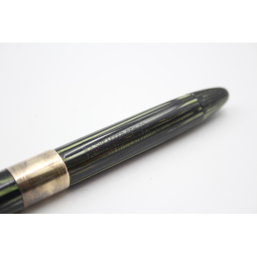 497 - Vintage Sheaffer Balance Lifetime Green Stripe Fountain Pen w/ 14ct Nib WRITING