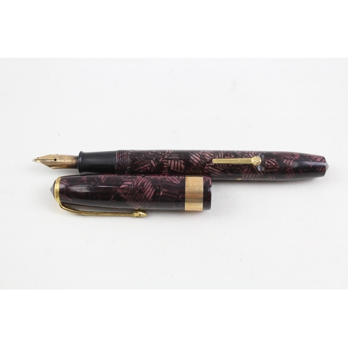 499 - Vintage Conway Stewart 27 Burgundy Fountain Pen w/ 14ct Gold Nib WRITING Boxed