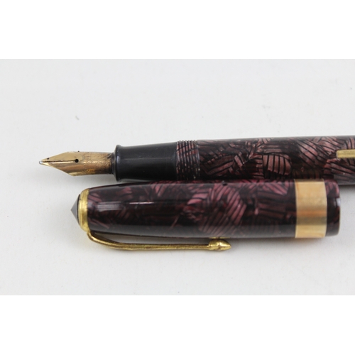 499 - Vintage Conway Stewart 27 Burgundy Fountain Pen w/ 14ct Gold Nib WRITING Boxed