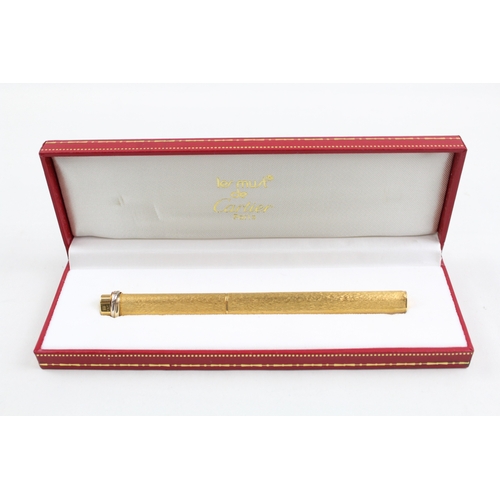 500 - Vintage Les Must De CARTIER Gold Plated Rollerball Pen In Original Box - 254109