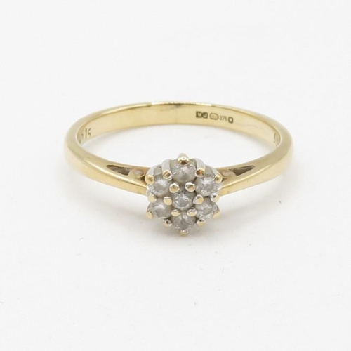 102 - 9ct gold diamond set cluster ring (1.6g) Size  K