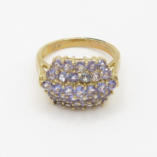 163 - 9ct gold tanzanite set cluster ring (5.2g) Size  Q