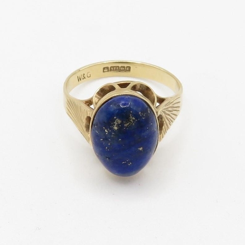 202 - 9ct gold lapis lazuli set dress ring (2.5g) Size  O