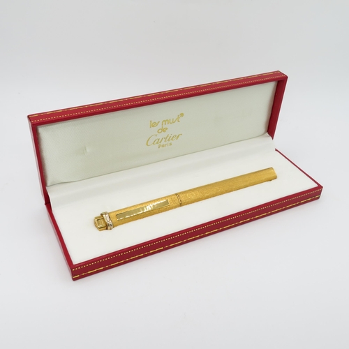 500 - Vintage Les Must De CARTIER Gold Plated Rollerball Pen In Original Box - 254109