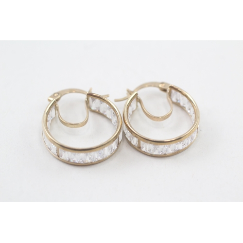 34 - 9ct gold cubic zirconia hoop earrings (4.9g)