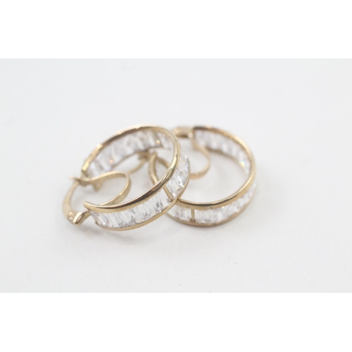 34 - 9ct gold cubic zirconia hoop earrings (4.9g)