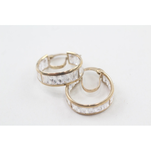 34 - 9ct gold cubic zirconia hoop earrings (4.9g)