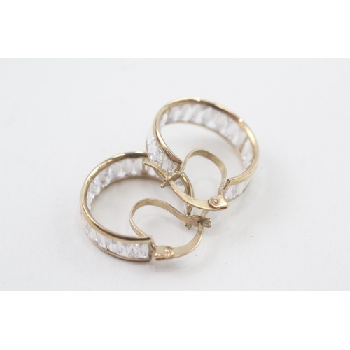 34 - 9ct gold cubic zirconia hoop earrings (4.9g)