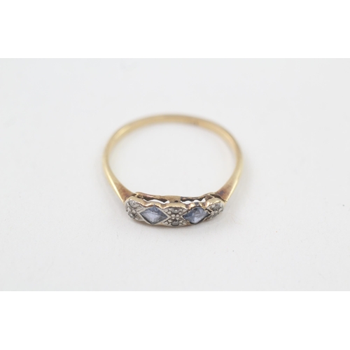 39 - 18ct gold art deco sapphire & diamond ring (1.5g) Size O