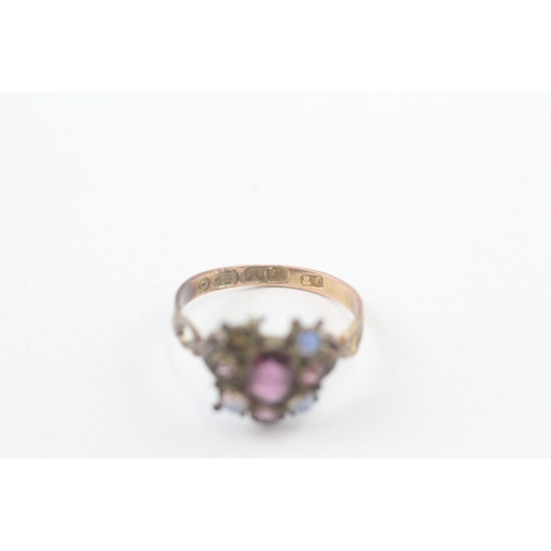 40 - 15ct gold antique opal & ruby dress ring, condition: stones missing (1.4g) Size M 1/2