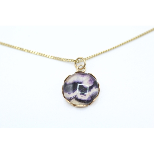 101 - 9ct gold blue john pendant necklace (2.1g)