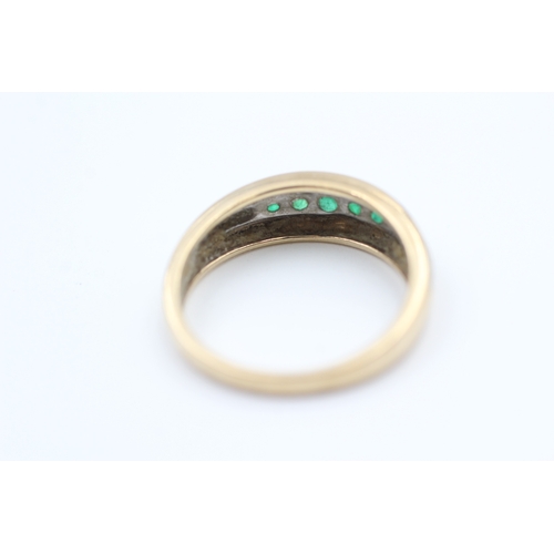 2 - 9ct gold white and yellow gold emerald set five stone eternity ring (2.3g) Size N