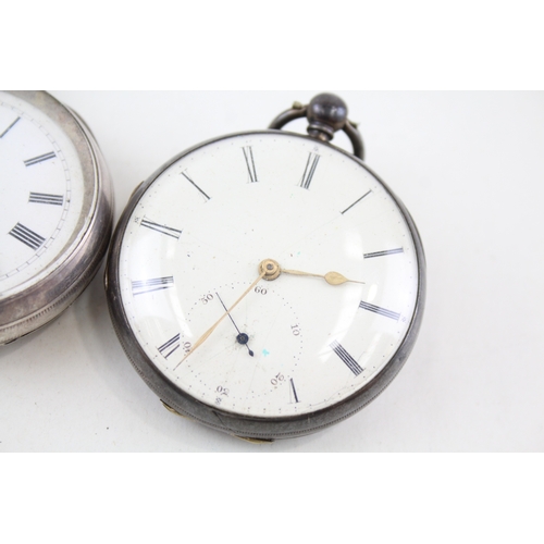 362 - Vintage 925 Silver Open Face Pocket Watch Key-Wind Untested x 3