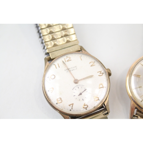 371 - Men's Vintage Accurist Montine Gold Tone Dress Style Watches Hand wind WATCH RUNS