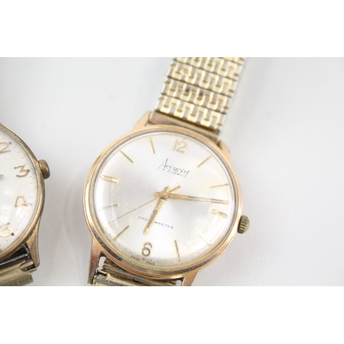 371 - Men's Vintage Accurist Montine Gold Tone Dress Style Watches Hand wind WATCH RUNS