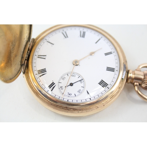 376 - Vintage Waltham Rolled Gold Full Hunter Pocket Watch Hand-Wind WATCH RUNS