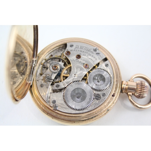 376 - Vintage Waltham Rolled Gold Full Hunter Pocket Watch Hand-Wind WATCH RUNS